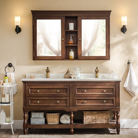 6007-E walnut double European Antique Bathroom Vanity Cabinets Vanity Bathroom