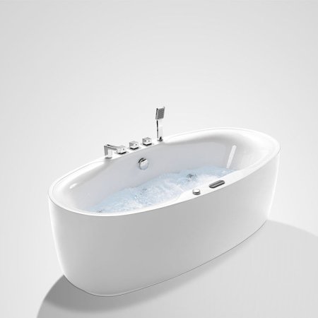 KB-7039Moon Shaped Oval Freestanding White Acrylic Bathtub