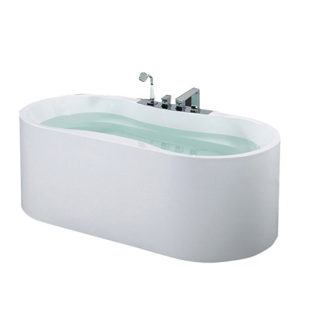 Glass-Acrylic Deep-Soak Freestanding Bathtub with Rounded Corners