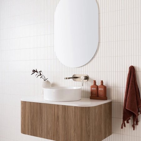 MF-3110-800 Modern Design Oak Color Striped Pattern Bathroom Wall Hung Vanity