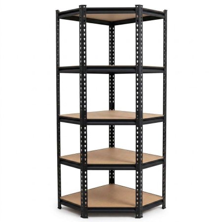 5-tier industrial corner shelving unit