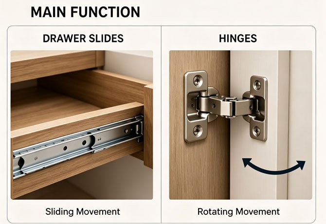 Drawer Slides vs Hinges: Choosing the Right Furniture Hardware