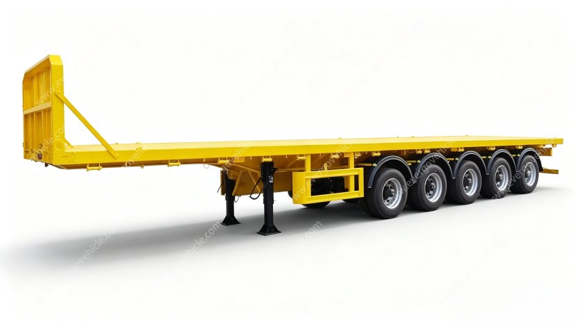5 Axle Flatbed Semi Trailer with Rear Self-Steering Axles