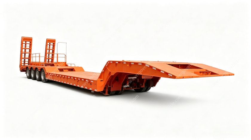 Folding Gooseneck 4 Axles Low Loader Semi Trailer