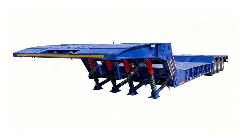 Heavy Duty 80t Hydraulic Folded Gooseneck Lowbed Semi Trailer