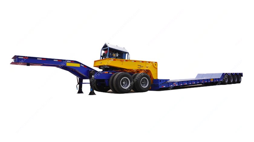 Detachable Gooseneck Lowboy Trailer with Dolly 100T
