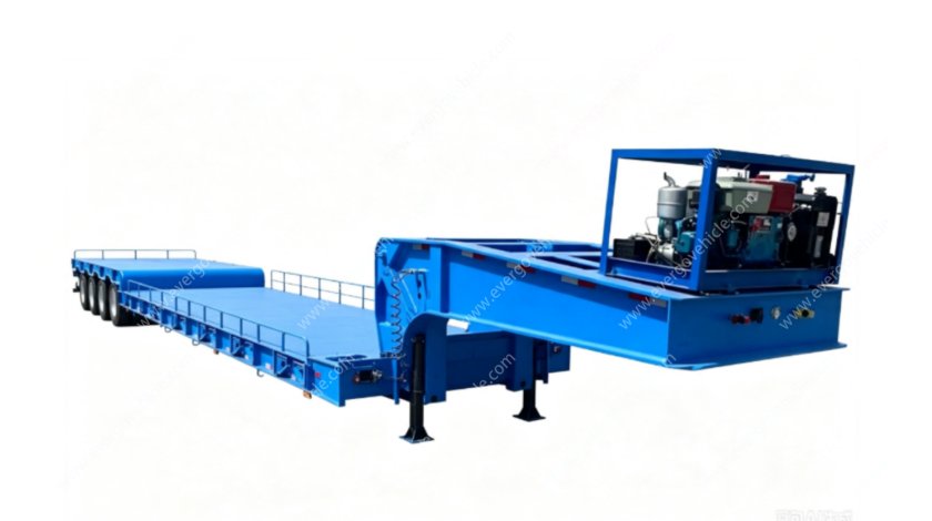 RGN Semi-Trailer with 22HP Twin-Cylinder Diesel Hydraulic Power 