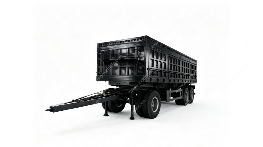 3‑Axle Full Drawbar Stake‑Type Dump Trailer, 40‑60Ton Bulk Material Transport Full Trailer