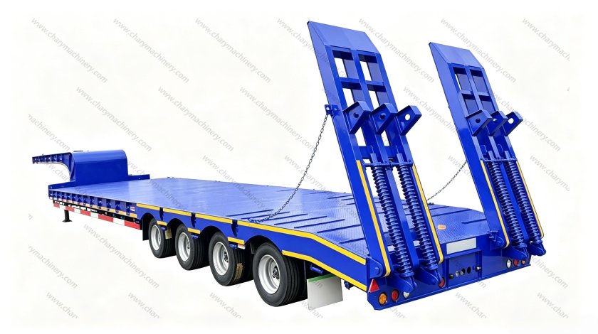 100T Semi-remorque surbaissée à 4 essieux