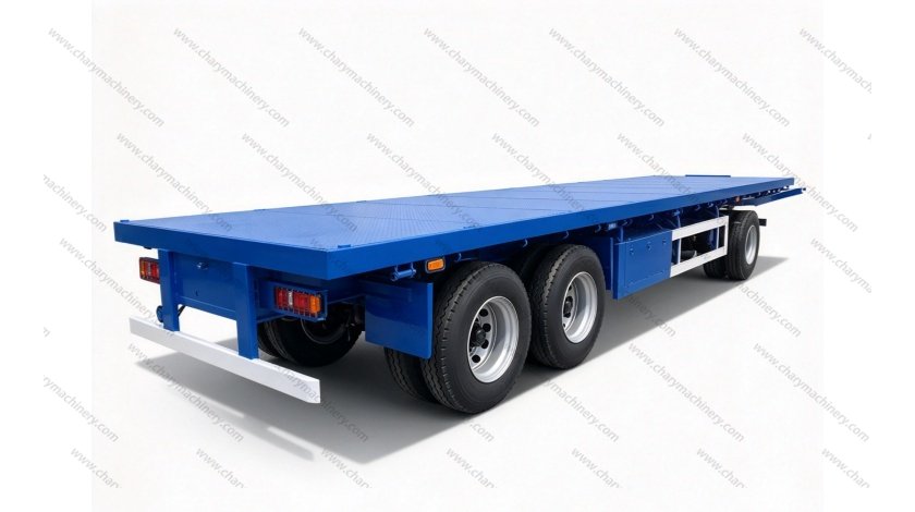 Remorque complète à plateau à 3 essieux | Remorque complète à plateau robuste pour transport de marchandises générales et machines