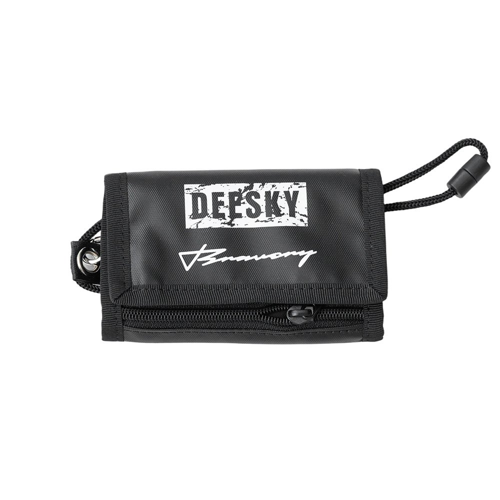 Black Faux Leather Tri-fold Wallet | Print with Lanyard