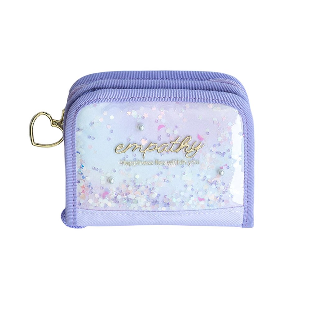 Purple Oxford Cloth Wallet with Heart Charm