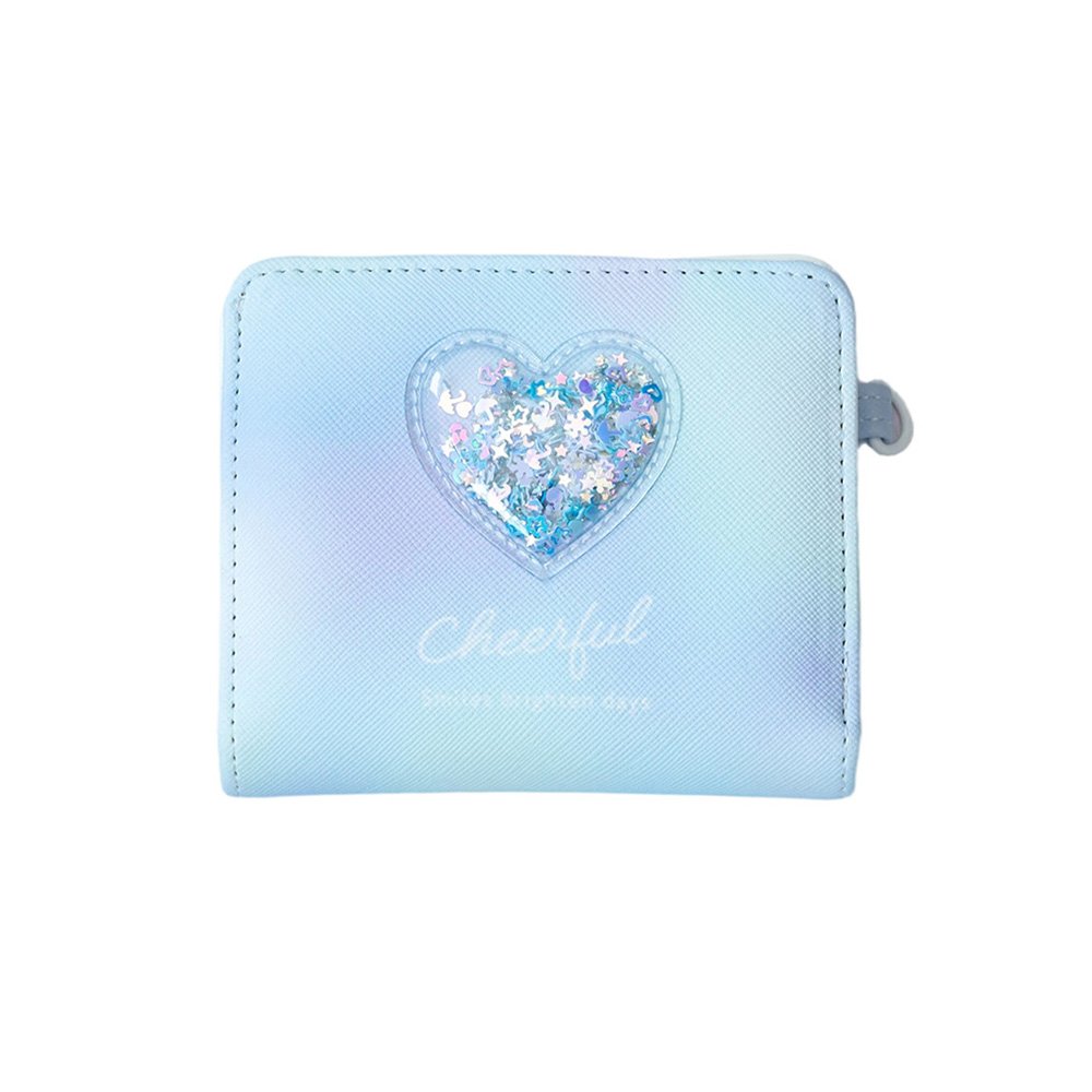 Pastel Gradient Faux Leather Wallet | Glitter Heart Pocket