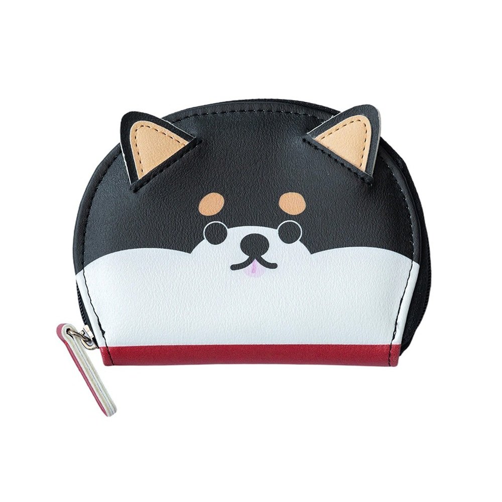 Black & White Shiba Inu Faux Leather Coin Purse