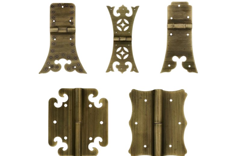 Antique-style Chinese carved floral hinge
