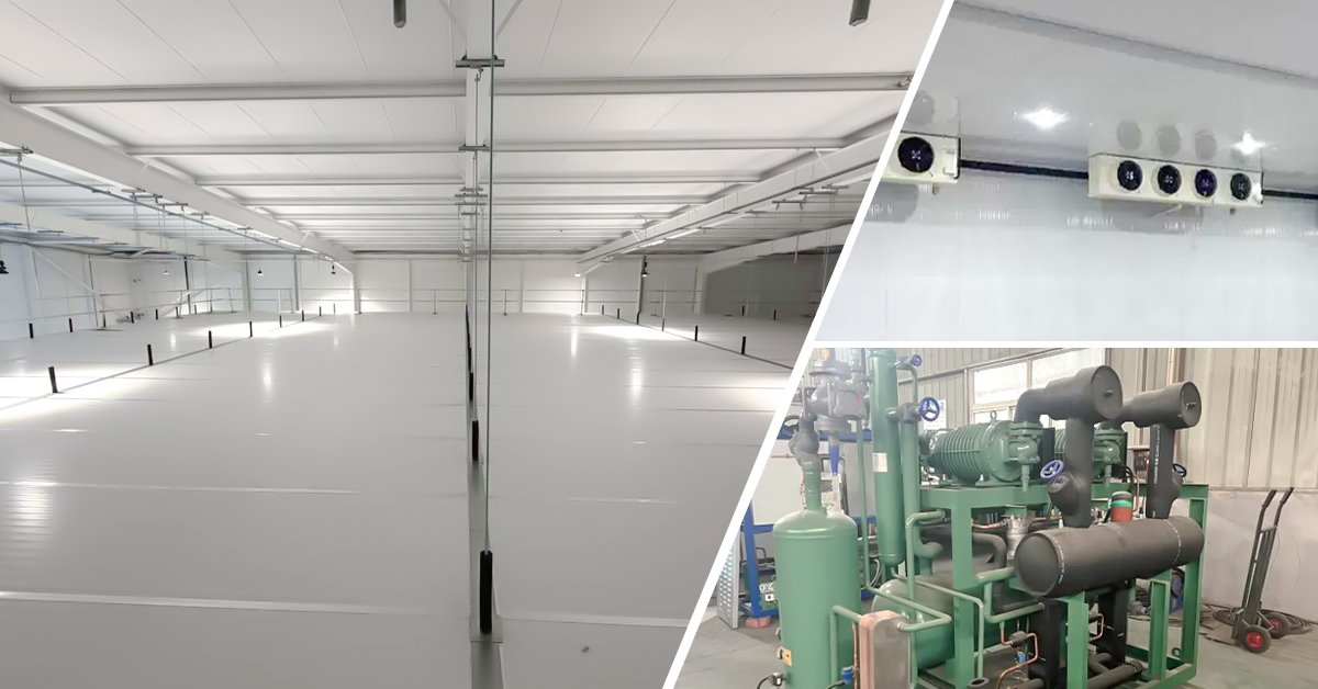 Henger Technology blast freezer rapid freezing process flow diagram showing pre-freezing preparation temperature reduction core stabilization and storage transfer workshop real shot