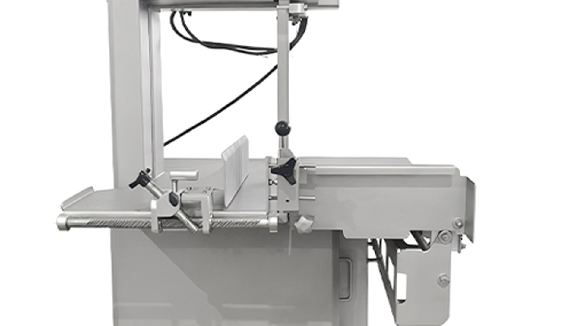 Henger Global meat bone saw machine sliding countertop booster system close-up