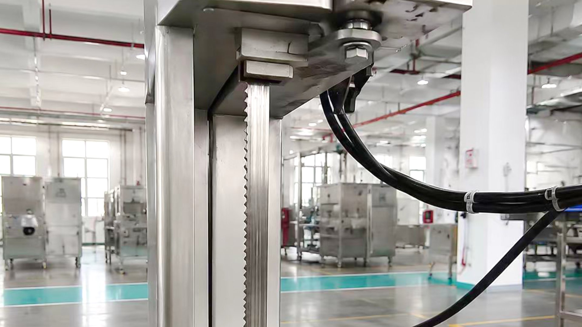 Henger Global meat bone saw machine imported saw blade and belt tensioning device detail