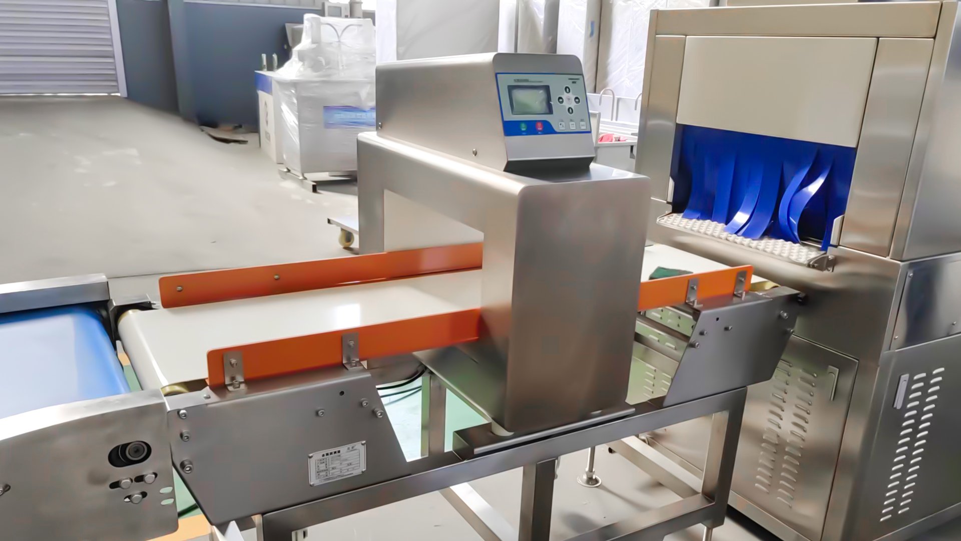 SUS304 Henger Global HE-50-15 food metal detector conveyor system for meat and frozen food processing line