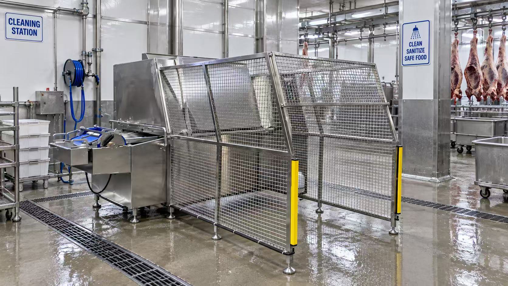 Henger Technology meat cart washing machine at South Africa cattle plant washing station workshop real shot
