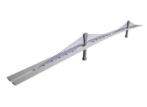 Extradosed bridge structural diagram showing anchorage and strand system layout