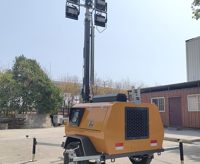 9m Trailer Full Hydraulic Lifting Mobile Lighting Tower