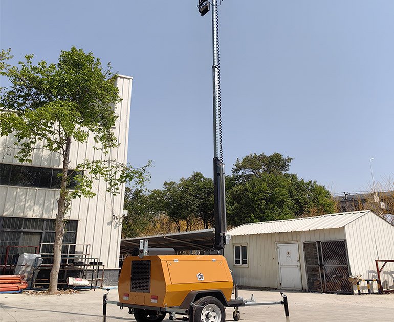 9m Trailer Full Hydraulic Lifting Mobile Lighting Tower