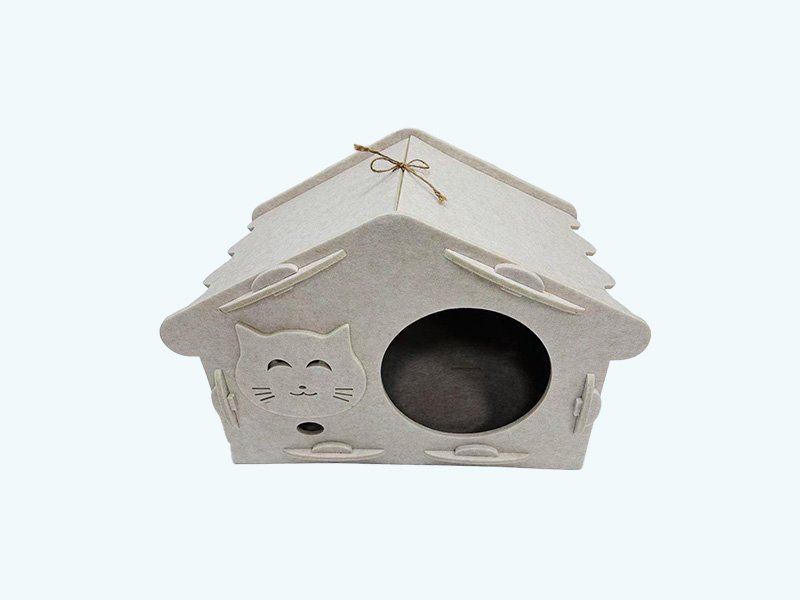 Felt Cat House With Cute Cat Design - Cozy And Stylish Cat Shelter