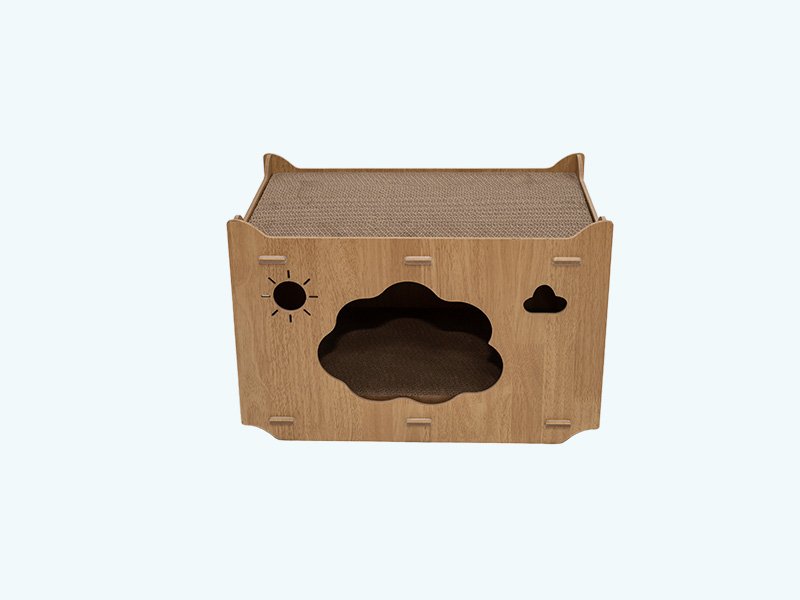 2-in-1 Wooden Cat Condo & Scratcher