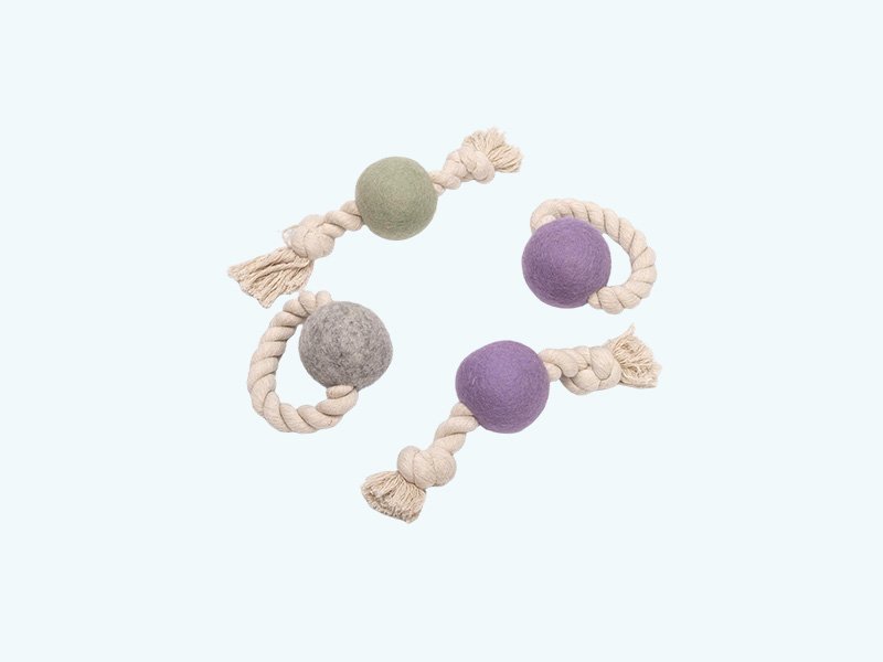 Eco-Friendly Handmade Wool Ball And Cotton Rope Toy For Pets