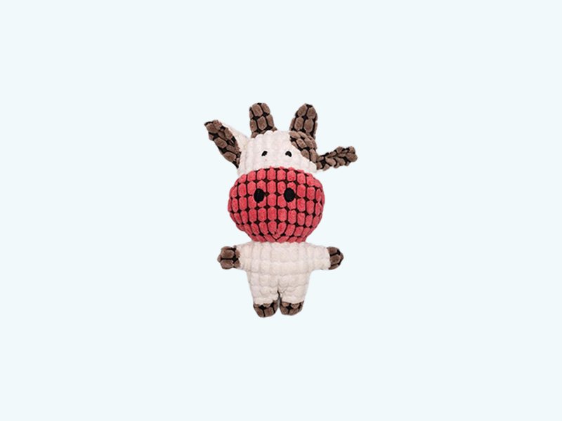 Cute Animal Corn Plush Dog Toy- Cow