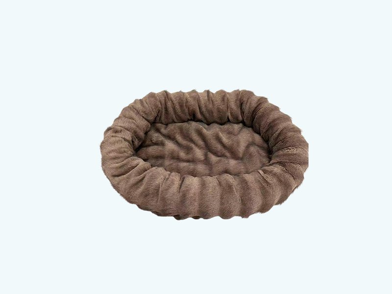 Oval-shaped Simulated Fur Dog Bed