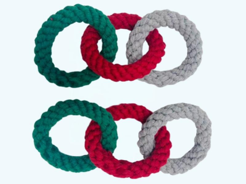 Handmade Cotton Rope Triple Ring Dog Toy