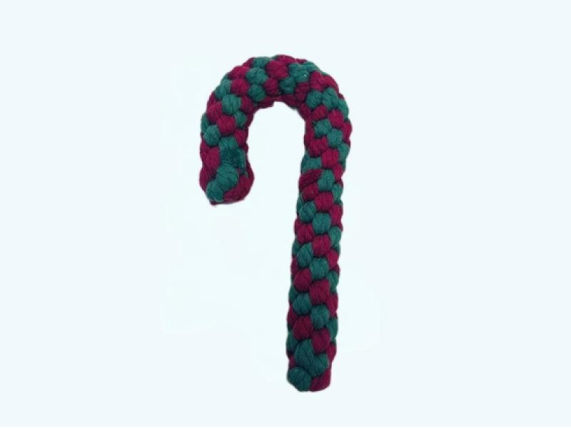 Handmade Cotton Rope Candy Cane Dog Toy
