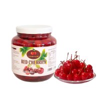 2000g red pitted maraschino cherry with stem in jar