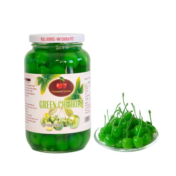 737g cereja maraschino verde com talo