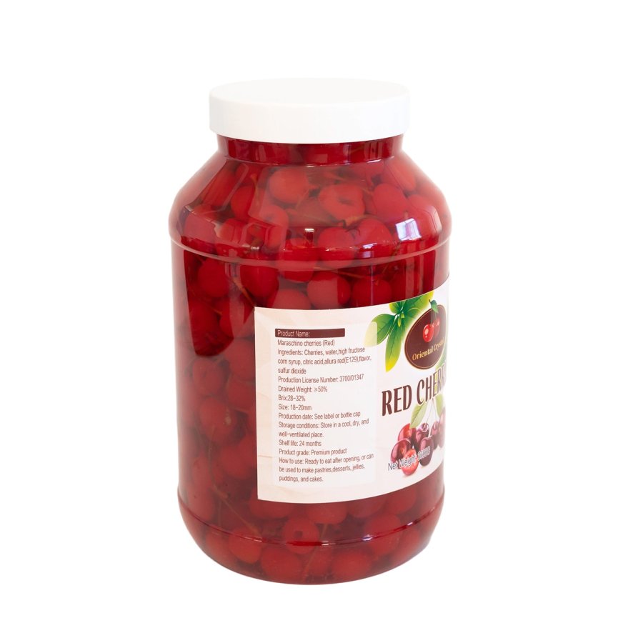 Heavy syrup red Maraschino cherries PET bottle