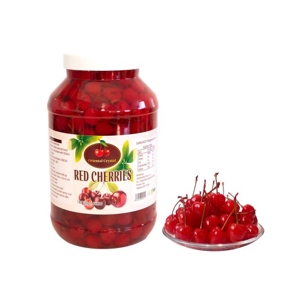 Garrafa PET de 3600g de cereja maraschino vermelha em calda densa