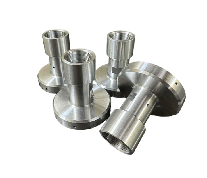 CNC post-machined stainless steel and aluminum alloy fluid piping assemblies