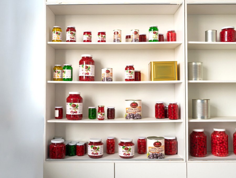 Canned cherry sample room