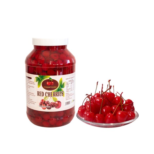 Canned red pitted cherries with stem 3600G