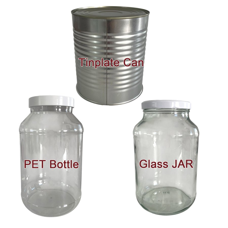  Glass jar/PET bottle/Tinplate can