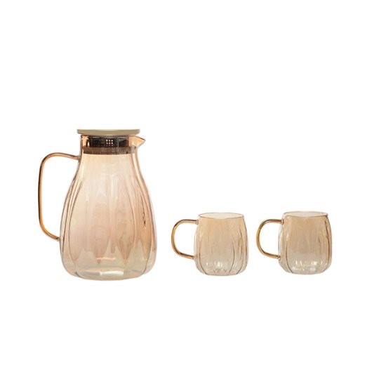 Jarra y taza de agua de vidrio ámbar HB3609