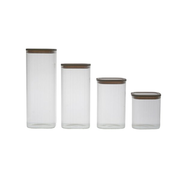 HB3516B Tarro de almacenamiento vertical de vidrio de borosilicato de alta calidad con tapa de silicona