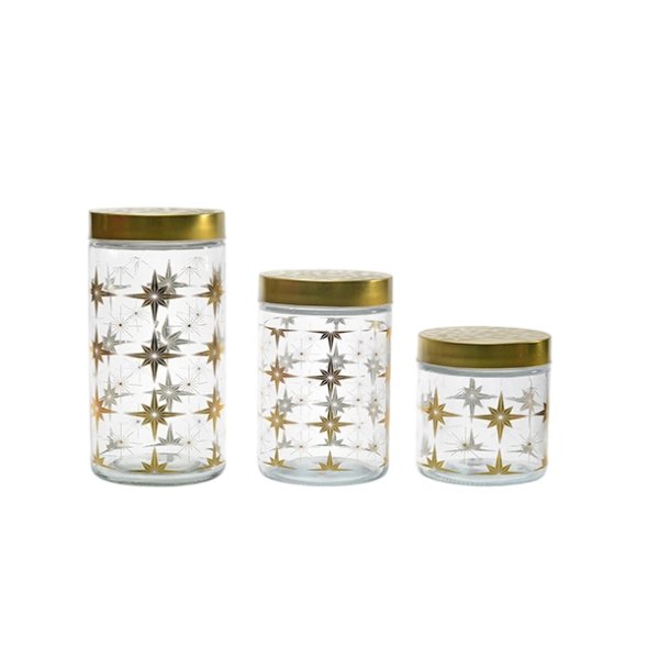 Tarros de almacenamiento de vidrio transparente Gold Star C3401