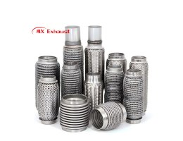 automotive exhaust flexible pipe with outer steel wire mesh protection