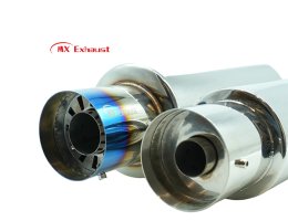 stainless steel exhaust muffler with burnt blue tip performance style