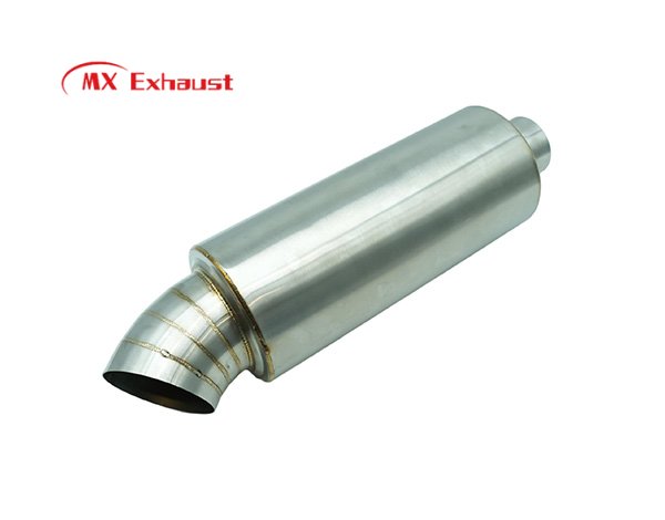 angled exhaust muffler stainless steel straight through design