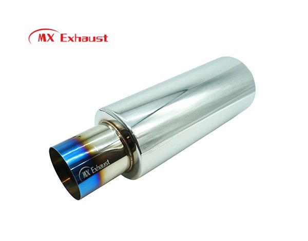 burnt blue exhaust muffler for improved airflow and exhaust sound