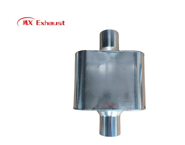 performance muffler center inlet center outlet mirror polished design